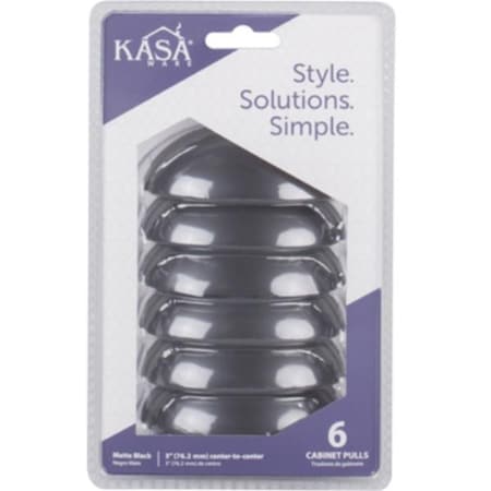 Hardware Resources Cup Pull 3C2C, Matte Black, 6PK K3833MB-6